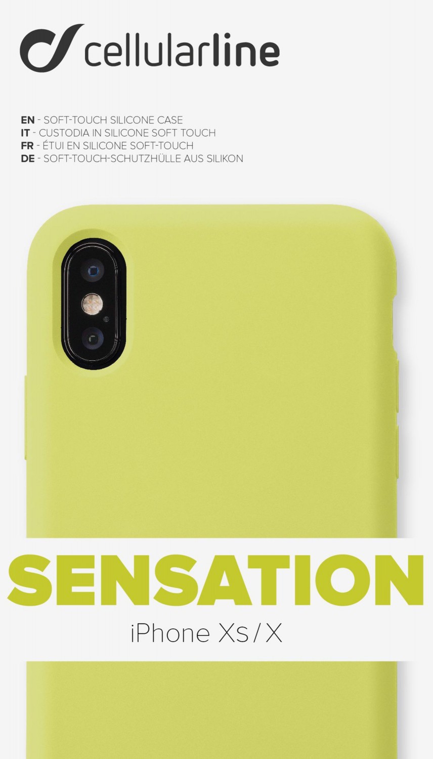 Silikonové pouzdro CellularLine SENSATION pro Apple iPhone X/XS, limetkový neon