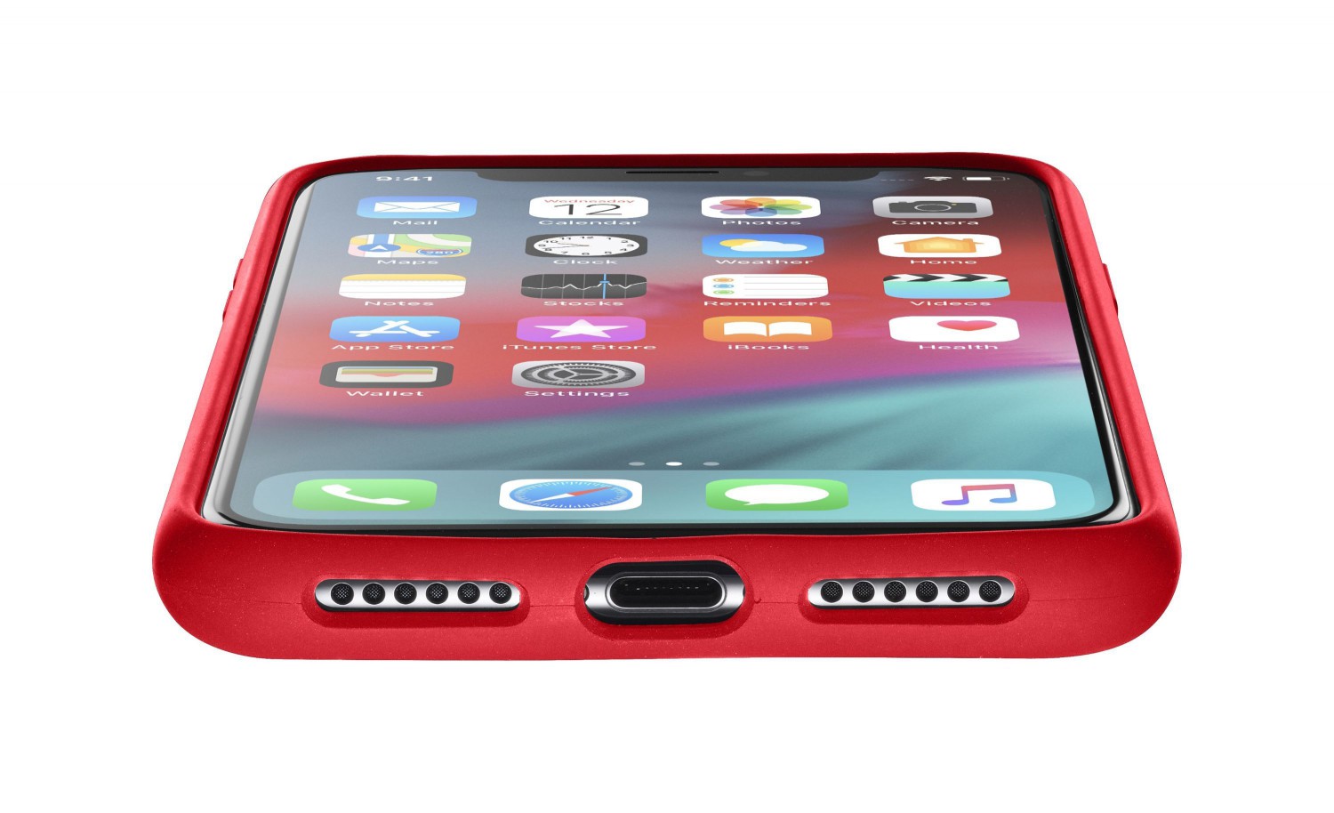 Silikonové pouzdro CellularLine SENSATION pro Apple iPhone XS Max, červená
