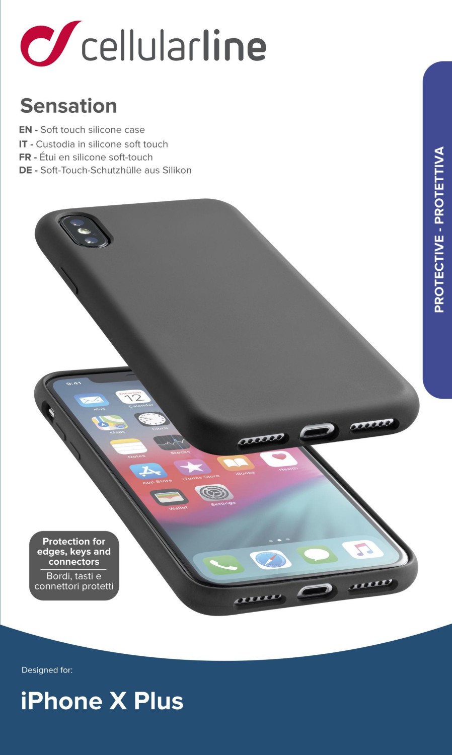 Silikonové pouzdro CellularLine SENSATION pro Apple iPhone XS Max, černá