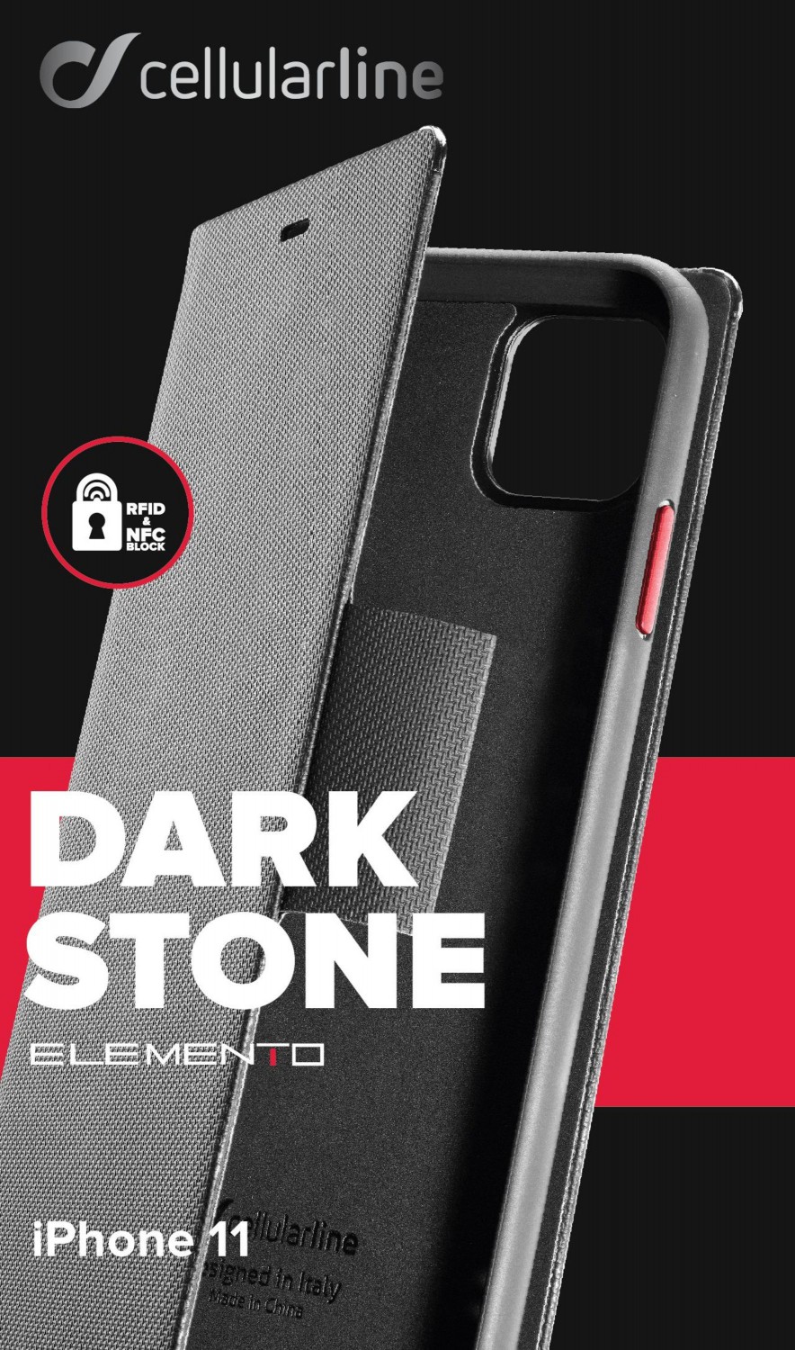 Cellularline Elemento Dark Stone flipové pouzdro pro Apple iPhone 11,černé