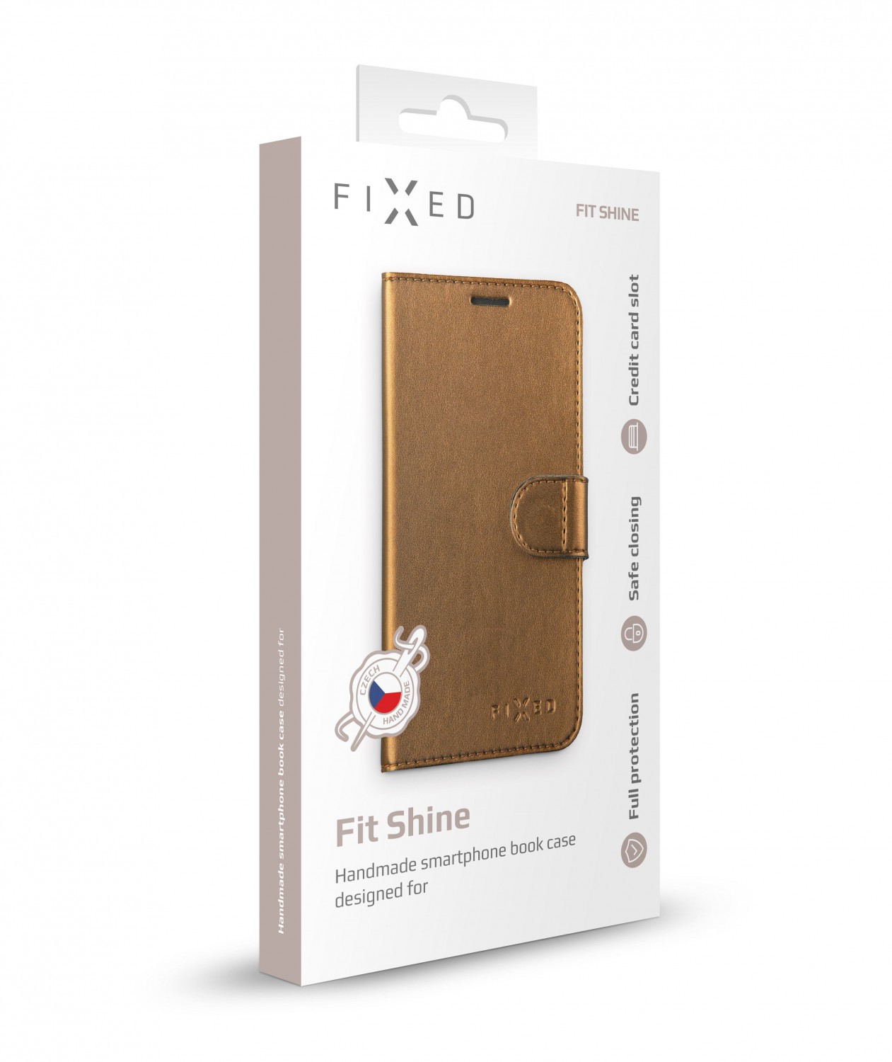 Pouzdro typu kniha FIXED FIT Shine pro Samsung Galaxy Note10, bronzové