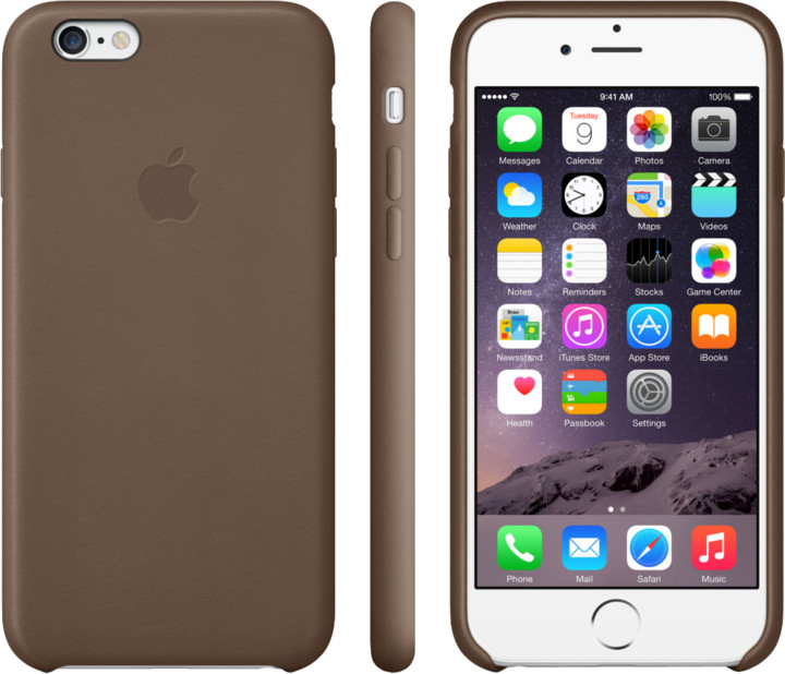 Kožené pouzdro Leather Case pro Apple iPhone 6 Plus, olive brown