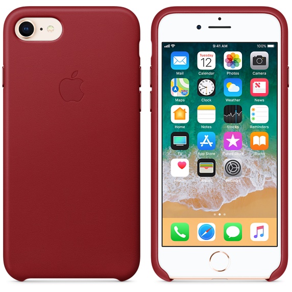 Kožené pouzdro Leather Case pro Apple iPhone 8/7, red