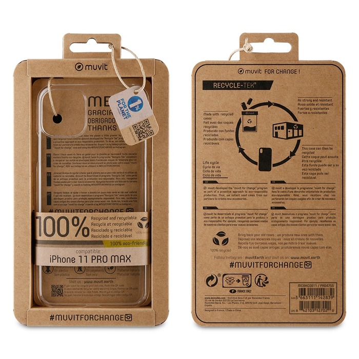 Zadní kryt Muvit For Change Recycletek ECO pro Apple iPhone 11 Pro Max, transparent