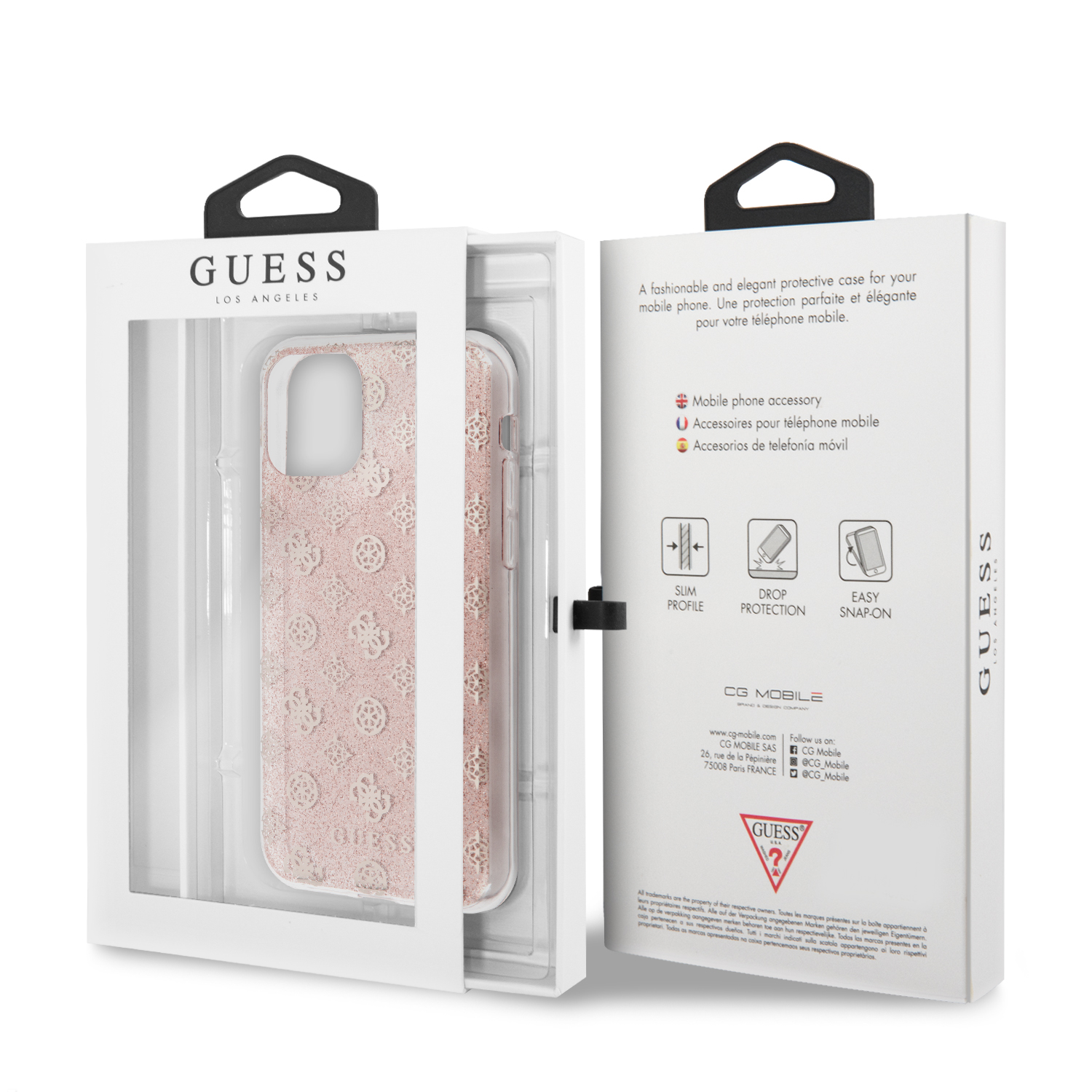 Guess 4G Peony Glitter GUHCN58TPERG Zadní kryt pro Apple iPhone 11 Pro pink 