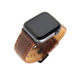 Kožený řemínek FIXED Berkeley pro Apple Watch 42 mm a 44 mm s černou sponou, hnědý