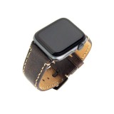 Kožený řemínek FIXED Berkeley pro Apple Watch 42 mm a 44 mm s černou sponou, uhlově hnědý
