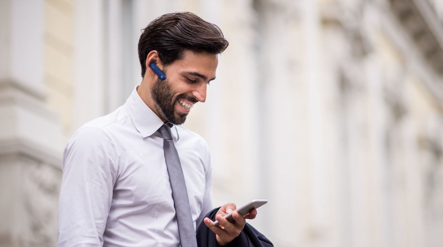 Bluetooth headset Cellularline Grace s dlouhou výdrží baterie, modrý