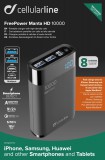 Kompaktní powerbanka Cellularline FreePower Manta HD 10000mAh, Smartphone Detect, USB-C + 2xUSB port, černá