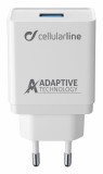 Set USB nabíječky a USB-C kabelu Cellularline, adaptivní nabíjení, 15W, bílý