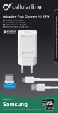 Set USB nabíječky a USB-C kabelu Cellularline, adaptivní nabíjení, 15W, bílý