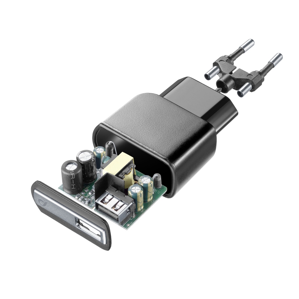 Cestovní nabíječka CellularLine s USB výstupem, 2A/10W, černá