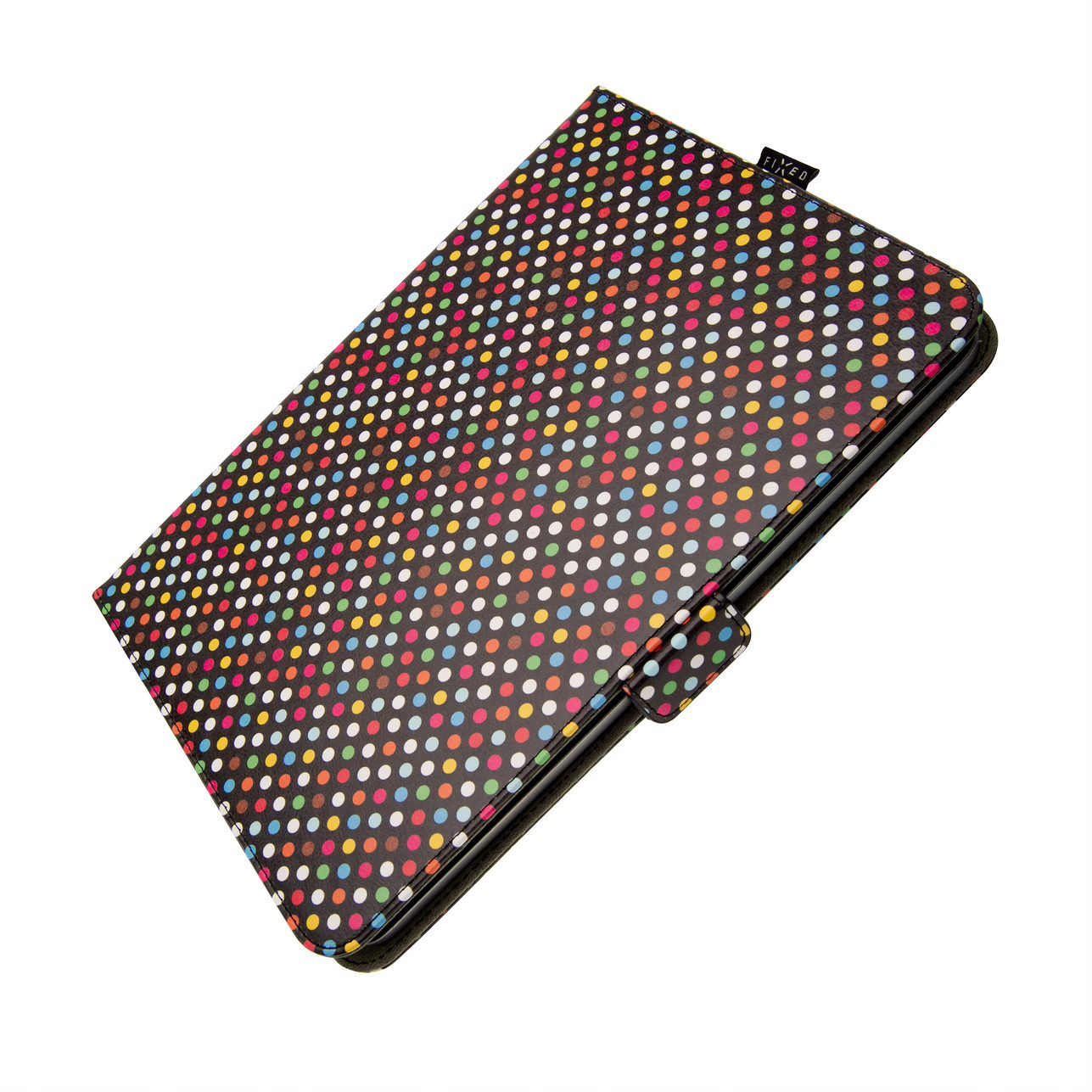 FIXED Novel pouzdro pro 10.1" tablety se stojánkem a kapsou, motiv Rainbow Dots