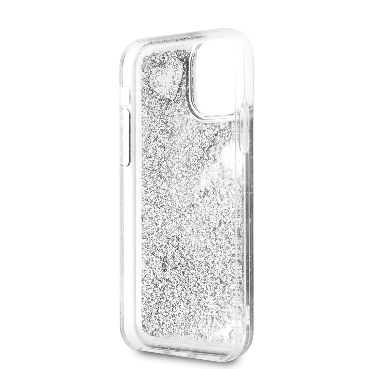 Guess Glitter Hearts Zadní kryt GUHCN61GLHFLSI pro Apple iPhone 11 silver 