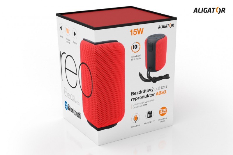 Bluetooth outdoor reproduktor ALIGATOR STEREO ABS3, červená