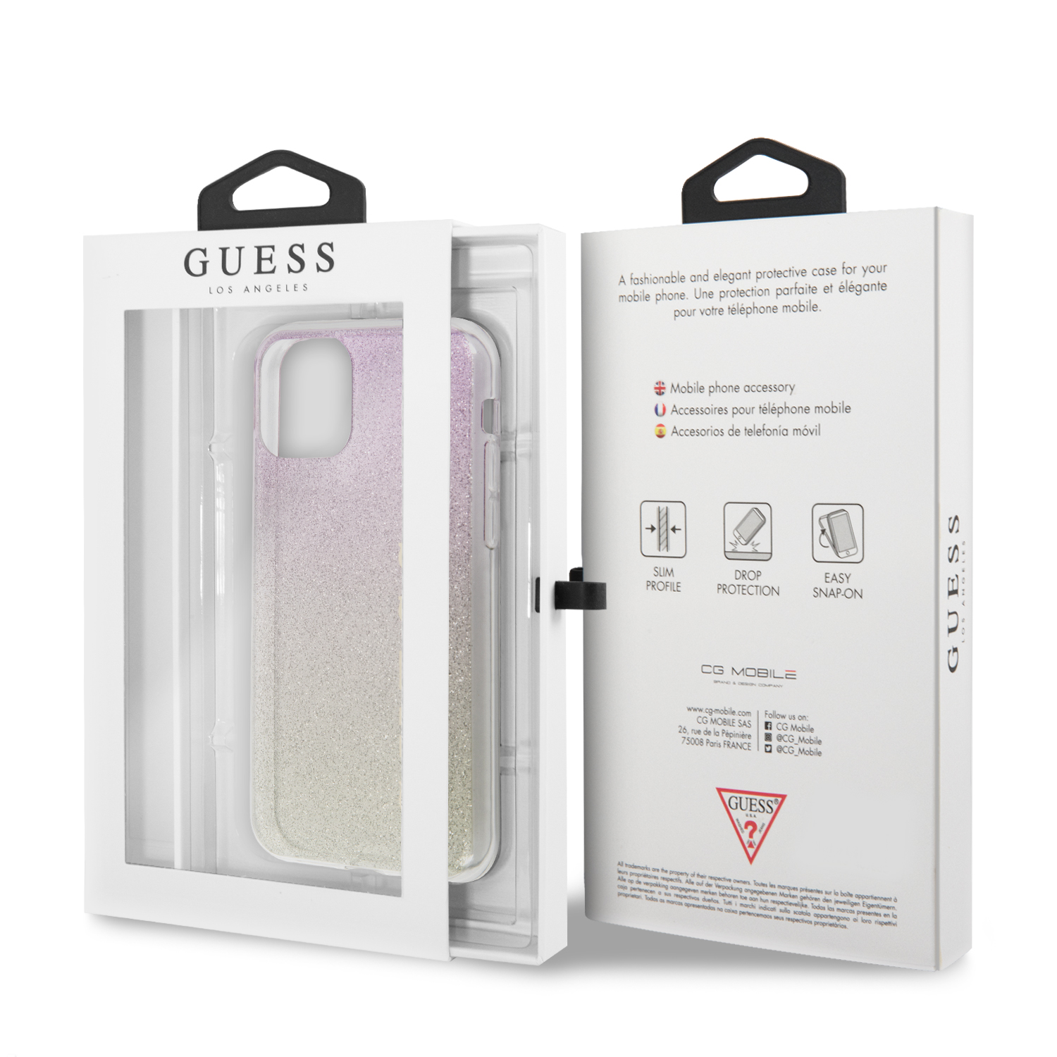 Guess Glitter Gradient Zadní kryt GUHCN65PCUGLGPI pro Apple iPhone 11 Pro Max pink 