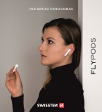 Bezdrátová TWS sluchátka Swissten Flypods, bílá