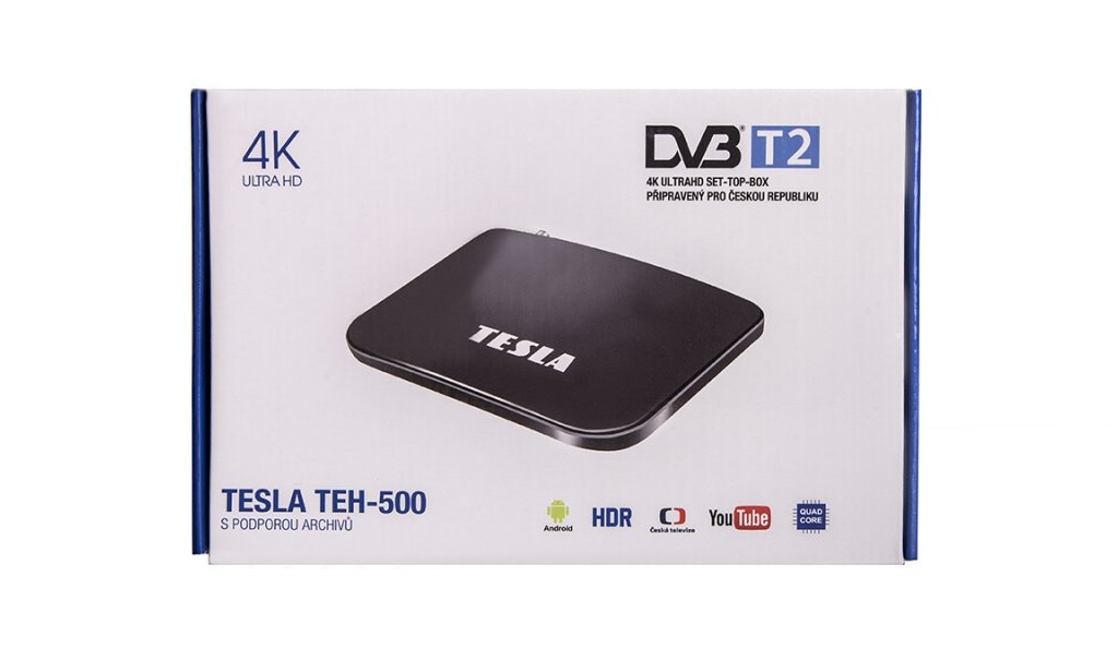 Multimediální centrum TESLA MediaBox TEH-500 PLUS/ 4K Ultra HD/ DVB-T/T2/C/ s Android 9 Pie