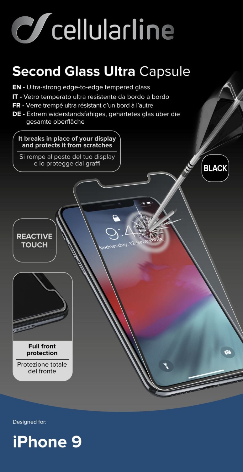 Ochranné tvrdené sklo pre CellularLine Capsule pre Apple iPhone XR / 11, čierne