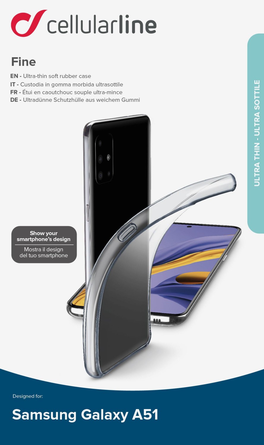 Extratenký zadný kryt CellularLine Fine pre Samsung Galaxy A51, transparentná