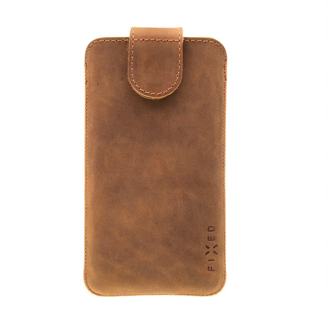 Kožené pouzdro FIXED Posh, velikost 4XL, hnědé