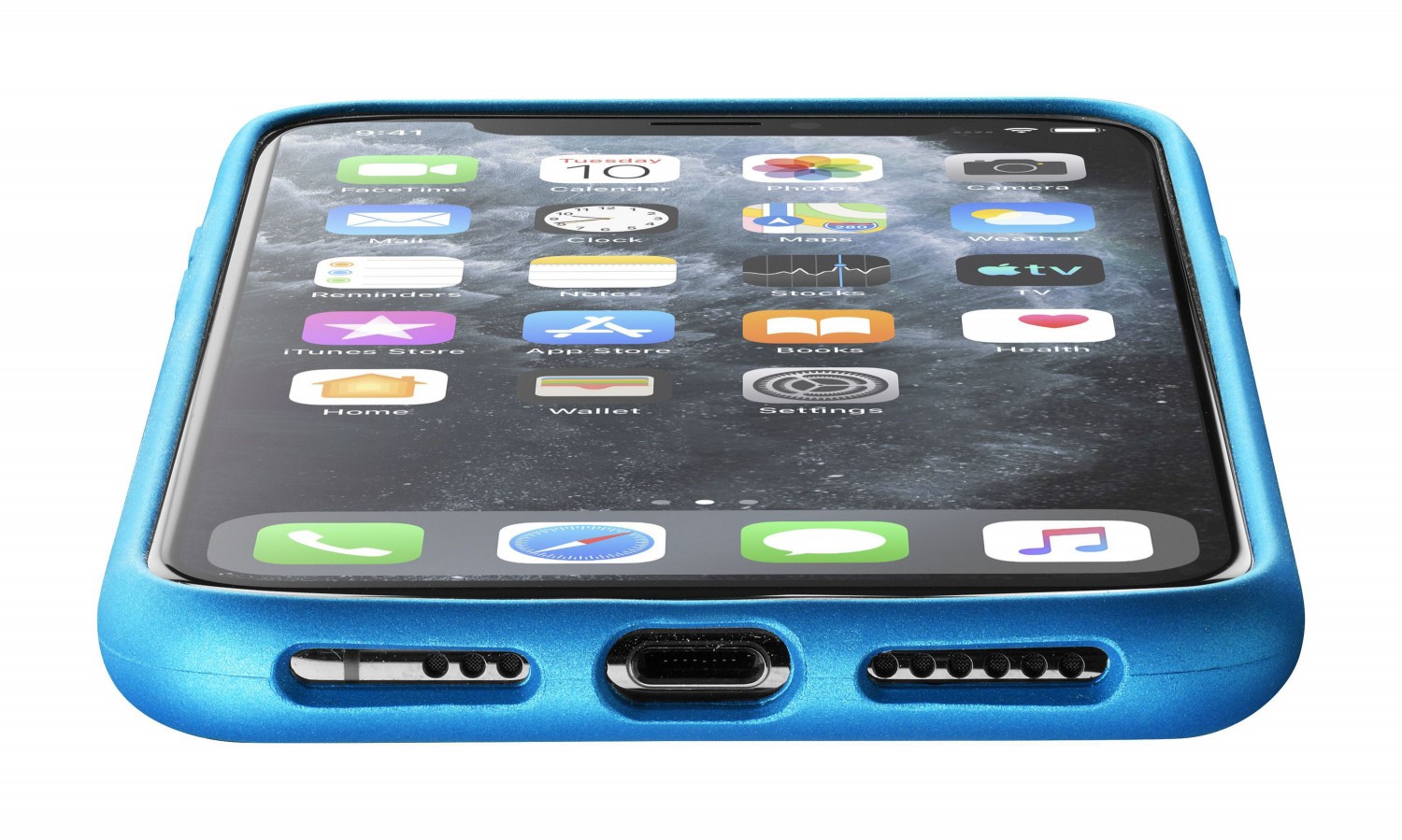 Ochranný silikonový kryt Cellularline Sensation Metallic pro Apple iPhone 11 Pro Max, tyrkysový