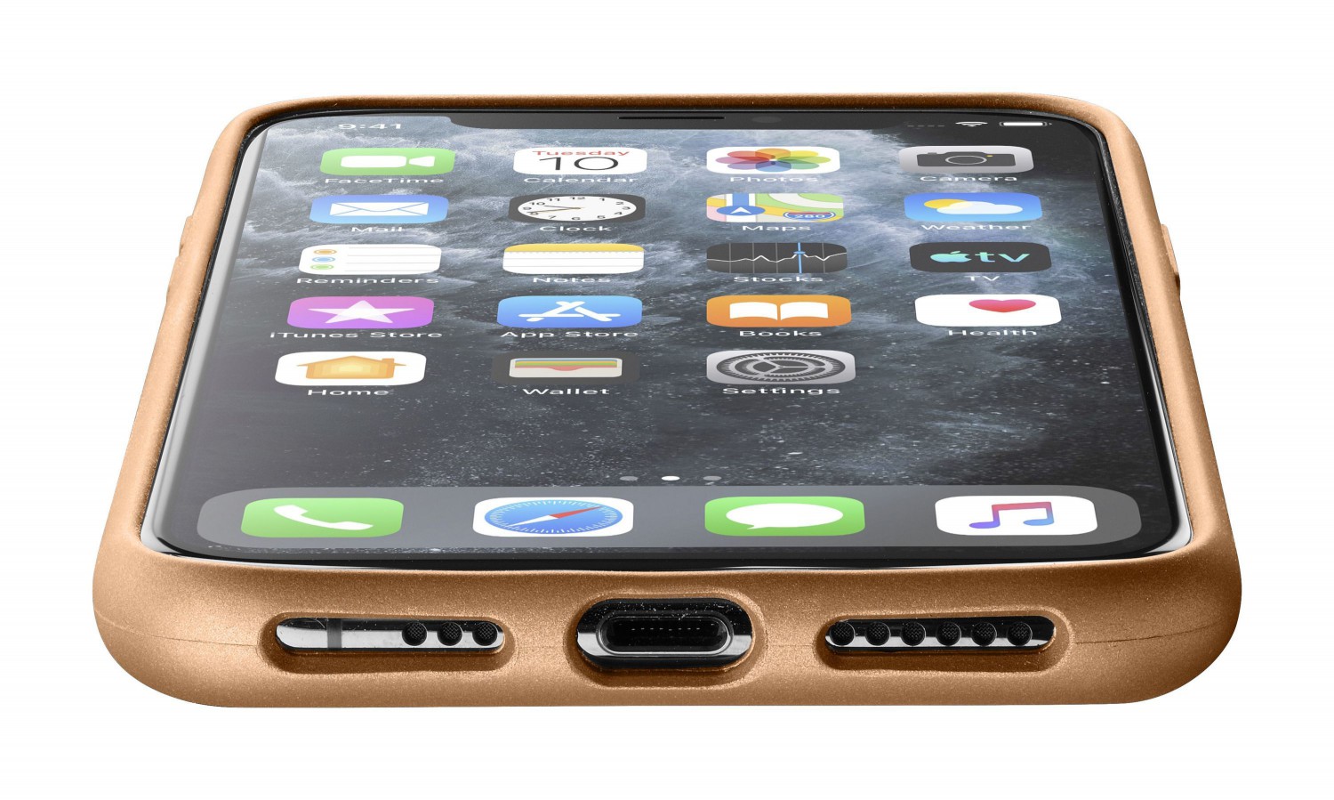 Ochranný silikonový kryt Cellularline Sensation Metallic pro Apple iPhone 11 Pro Max, zlatý