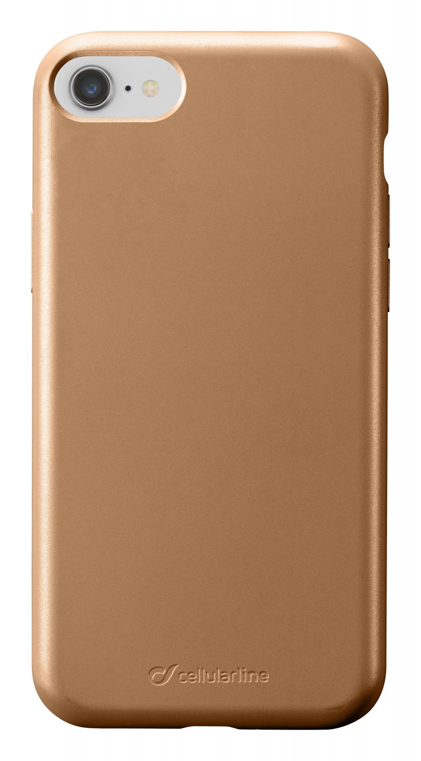 Ochranný silikonový kryt Cellularline Sensation Metallic pro Apple iPhone 8/7, zlatý