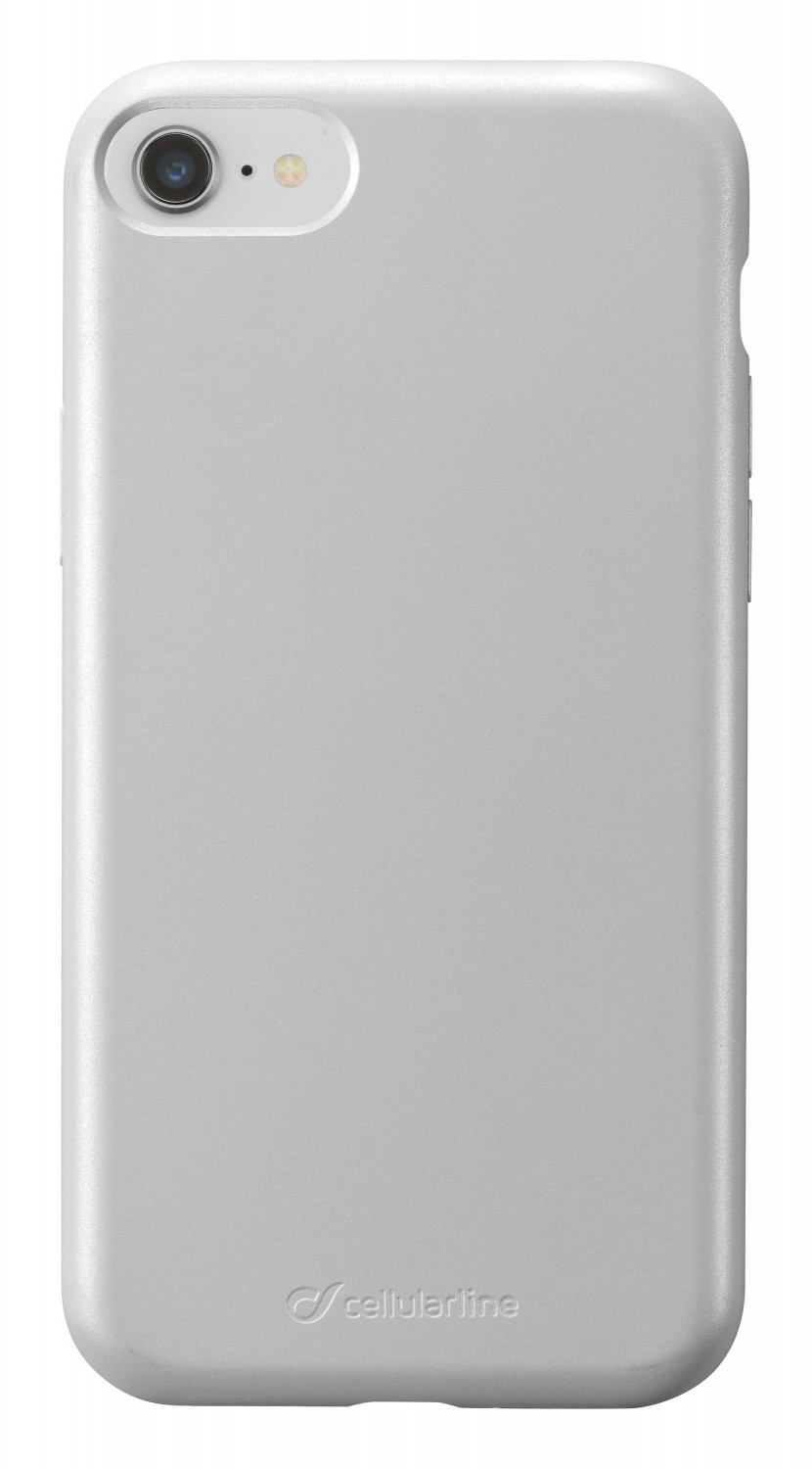 Ochranný silikonový kryt CellularLine Sensation Metallic pro Apple iPhone 8/7, stříbrný