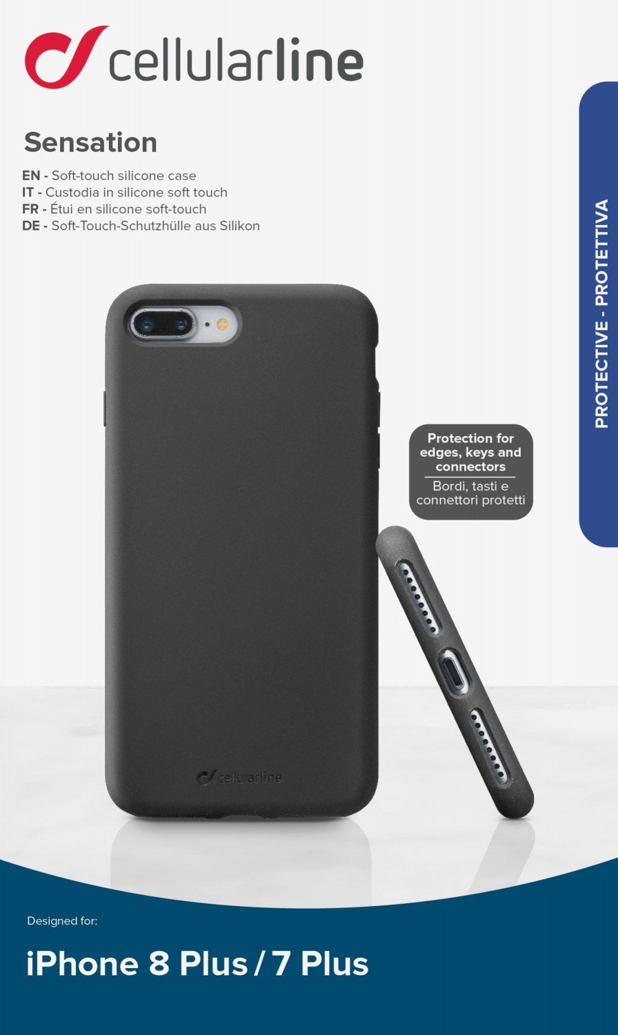 Ochranný silikonový kryt CellularLine SENSATION pro Apple iPhone 7 Plus/8 Plus, černý
