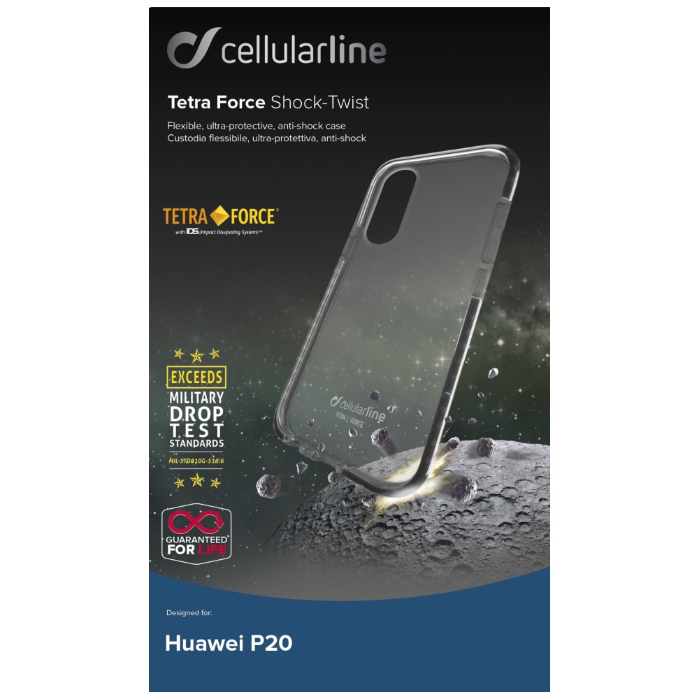 Puzdro CellularLine Tetra Force Shock-Twist pre Huawei P20, transparentná