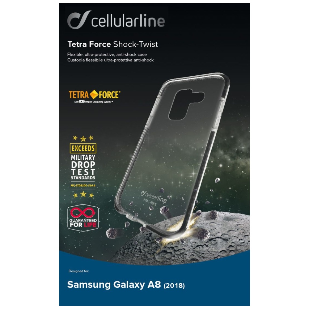 Puzdro CellularLine Tetra Force Shock-Twist pre Samsung Galaxy A8 (2018), transparentná