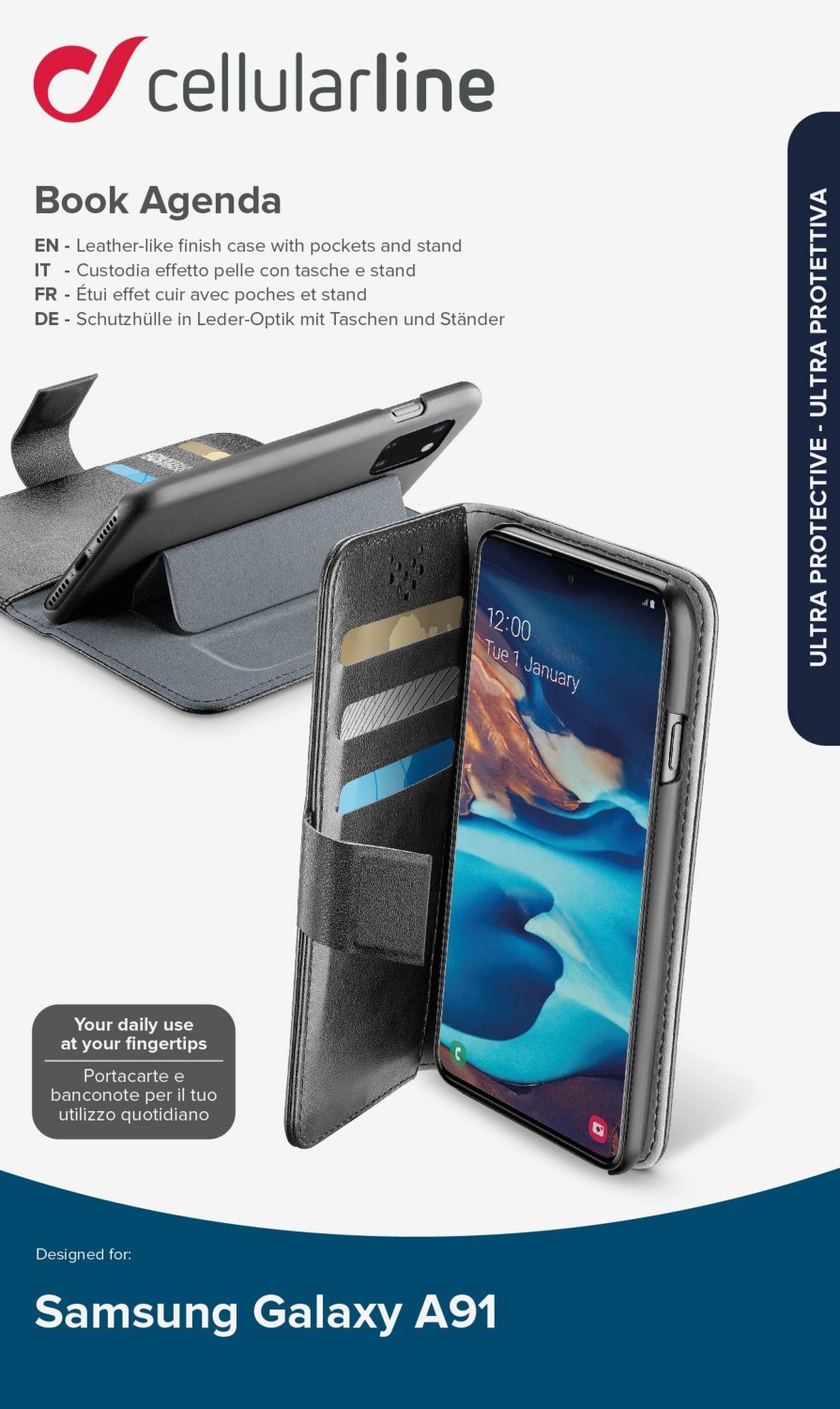 Puzdro CellularLine Book Program pre Samsung Galaxy A91, čierna