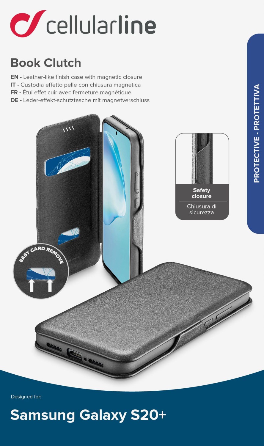 Pouzdro typu kniha Cellularline Book Clutch pro Samsung Galaxy S20+, černé