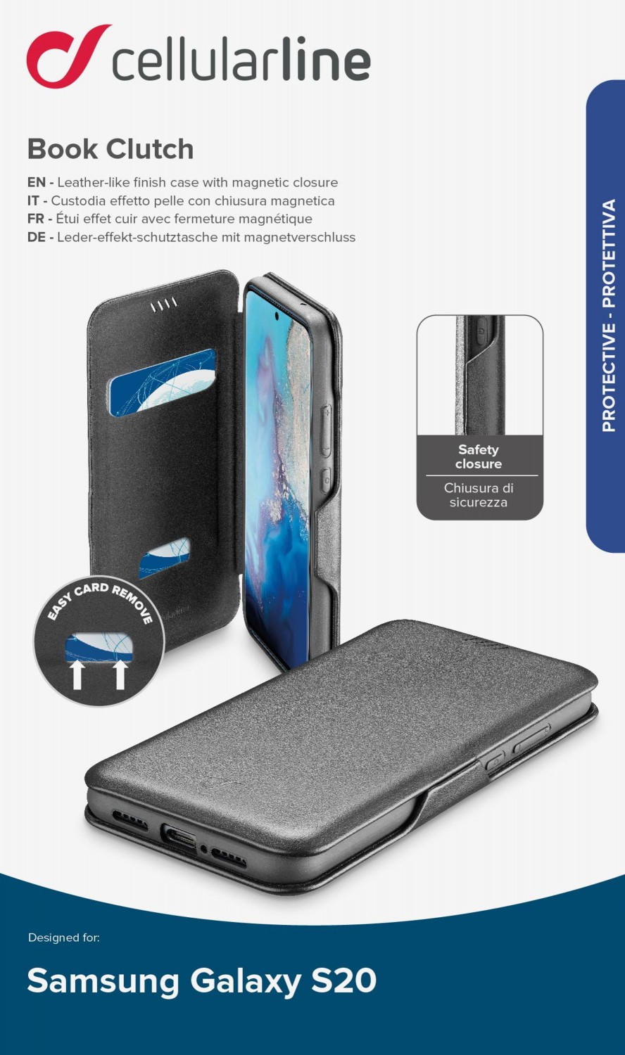 Pouzdro typu kniha Cellularline Book Clutch pro Samsung Galaxy S20, černé
