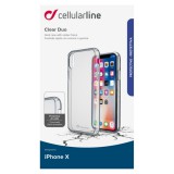 Zadný kryt s ochranným rámčekom CellularLine Clear Duo pre Apple iPhone X / XS, číra
