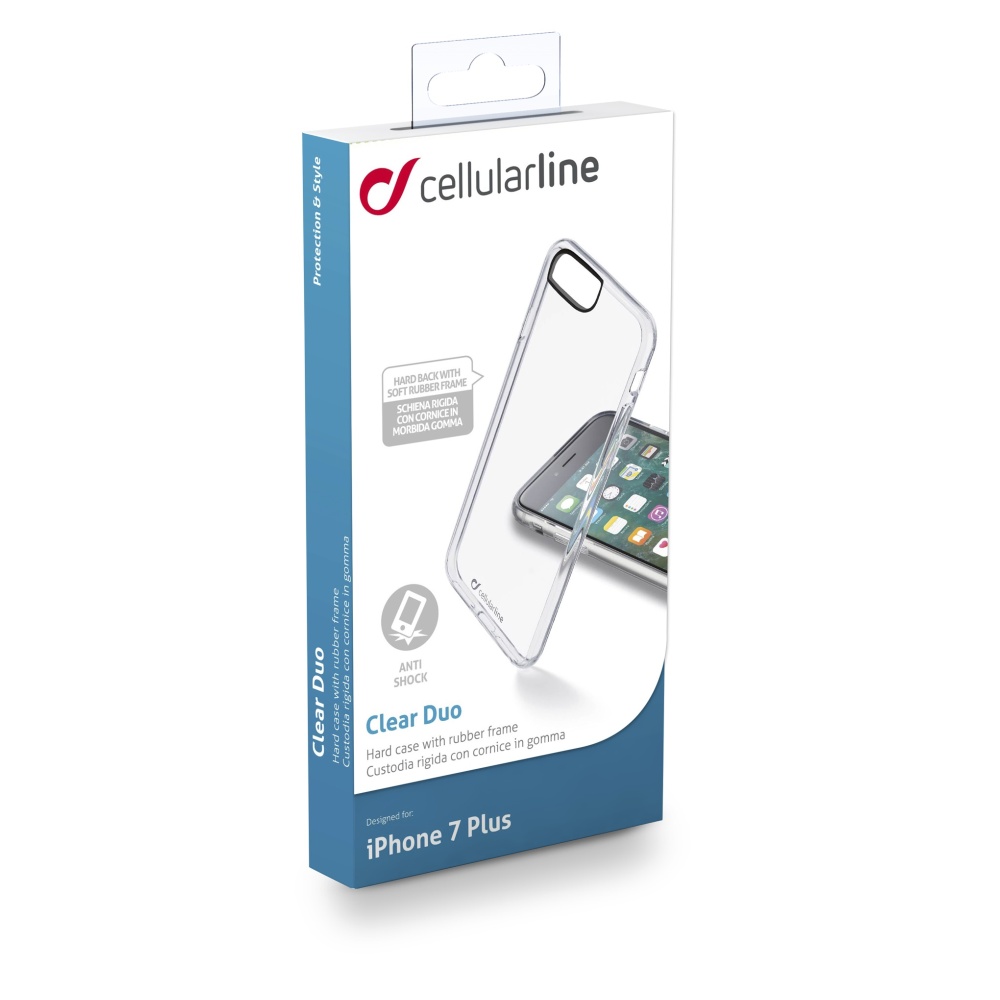 Zadný kryt s ochranným rámčekom CellularLine Clear Duo pre Apple iPhone 7 Plus / 8 Plus, číra