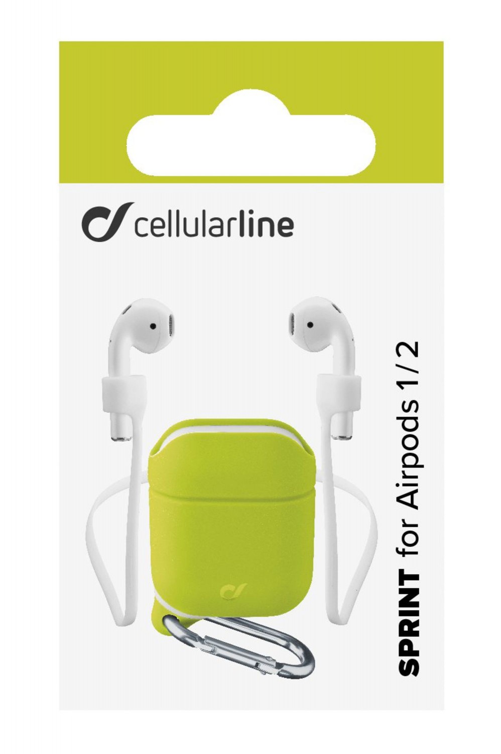 Cellularline Sprint silikonový kryt pro Apple AirPods 1&2 s držákem sluchátek, zelený