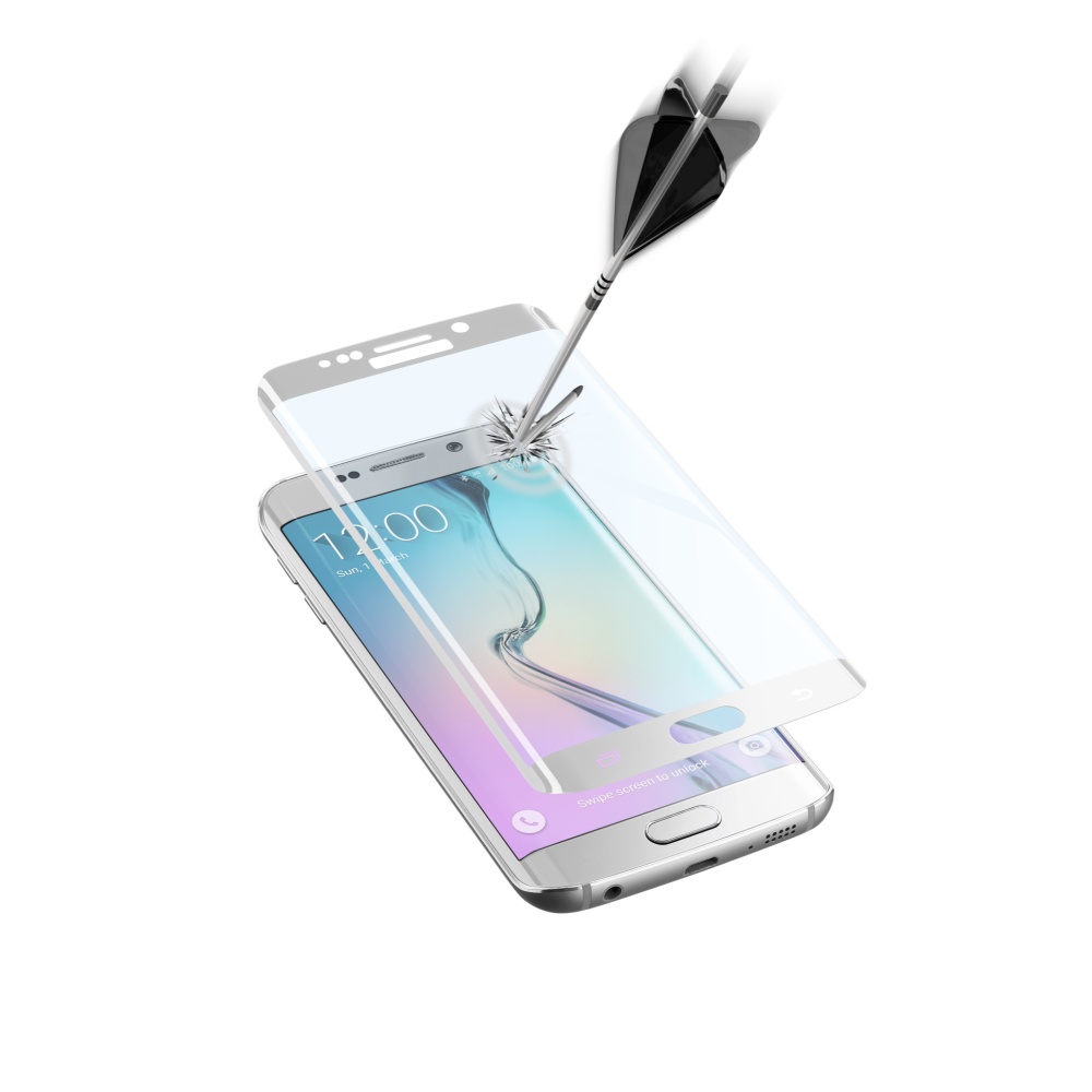 Ochranné tvrdené sklo pre CellularLine Glass pre Samsung Galaxy S6 Edge, biela