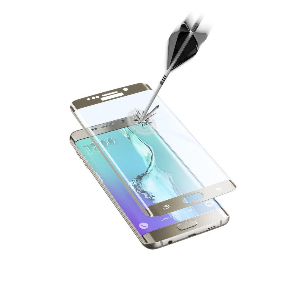 Ochranné tvrdené sklo pre CellularLine Glass pre Samsung Galaxy S6 Edge +, zlatá