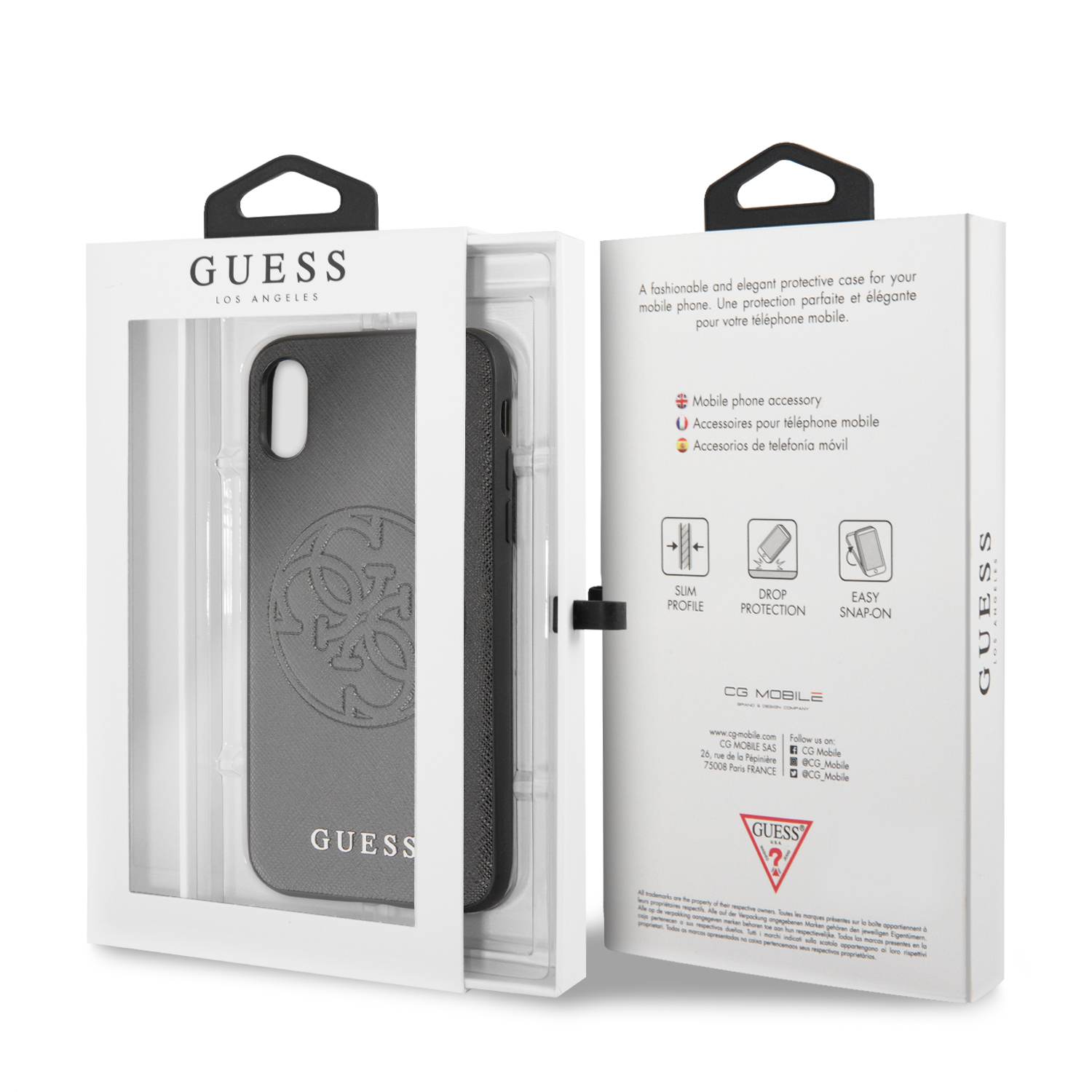 Guess Saffiano Zadní kryt GUHCPXRSSASBK pro Apple iPhone X/Xs black