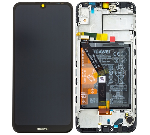 LCD + dotyk + predný kryt + batérie pre Huawei Y6 2019, black (Service Pack)