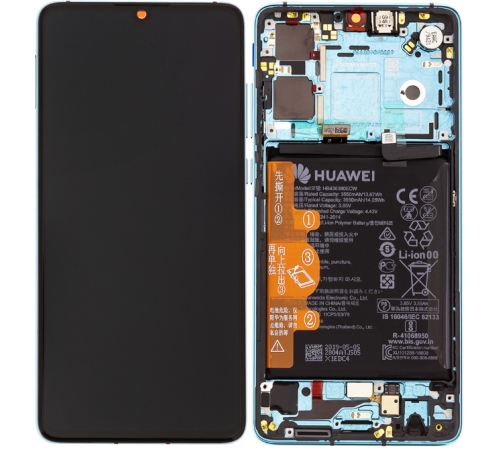 LCD + dotyk + rámček + batéria pre Huawei P30, aurora blue (Service Pack)