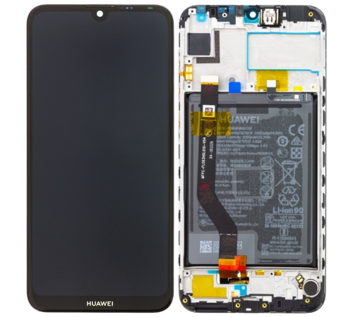 LCD + dotyk + predný kryt + batérie pre Huawei Y7 2019, black (Service Pack)