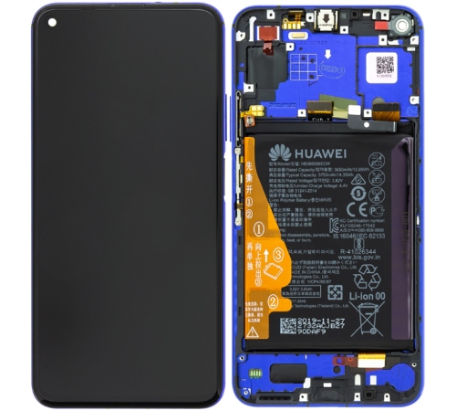 LCD + dotyk + predný kryt + batérie pre Honor 20, blue (Service Pack)