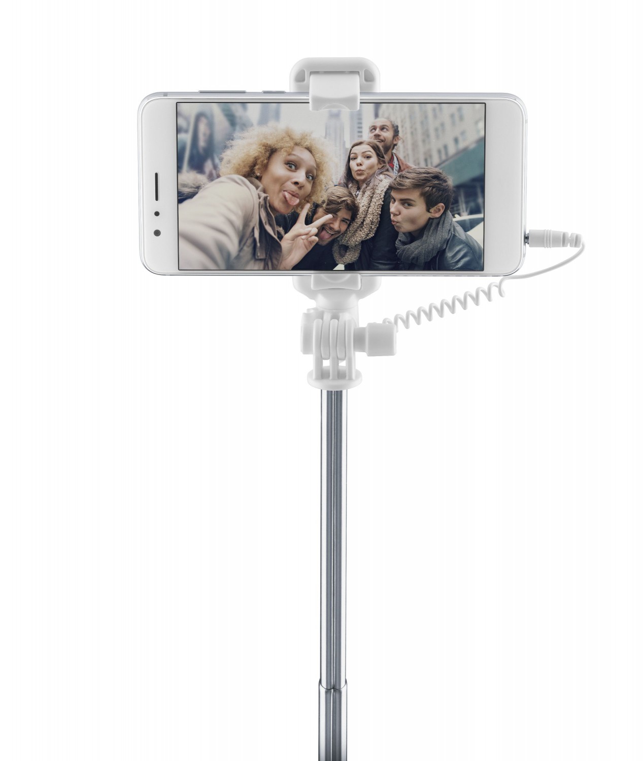 Selfie tyč se zrcátkem CellularLine Total View, modrá