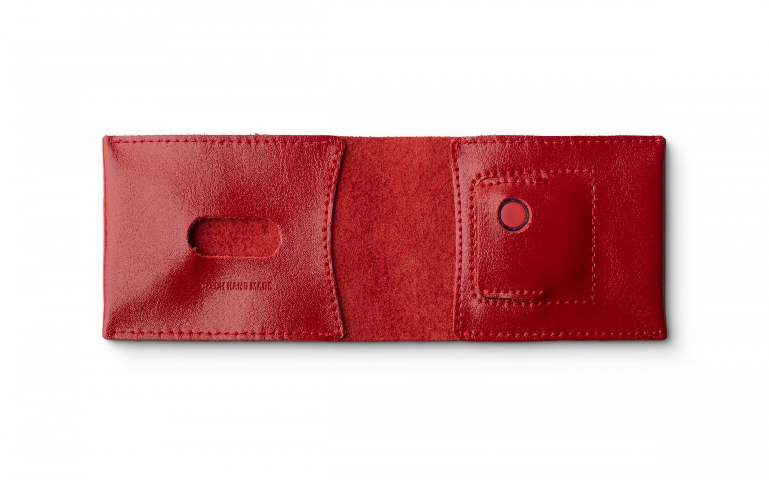 Kožená peněženka FIXED Smile Wallet se smart trackerem a motion senzorem, červená