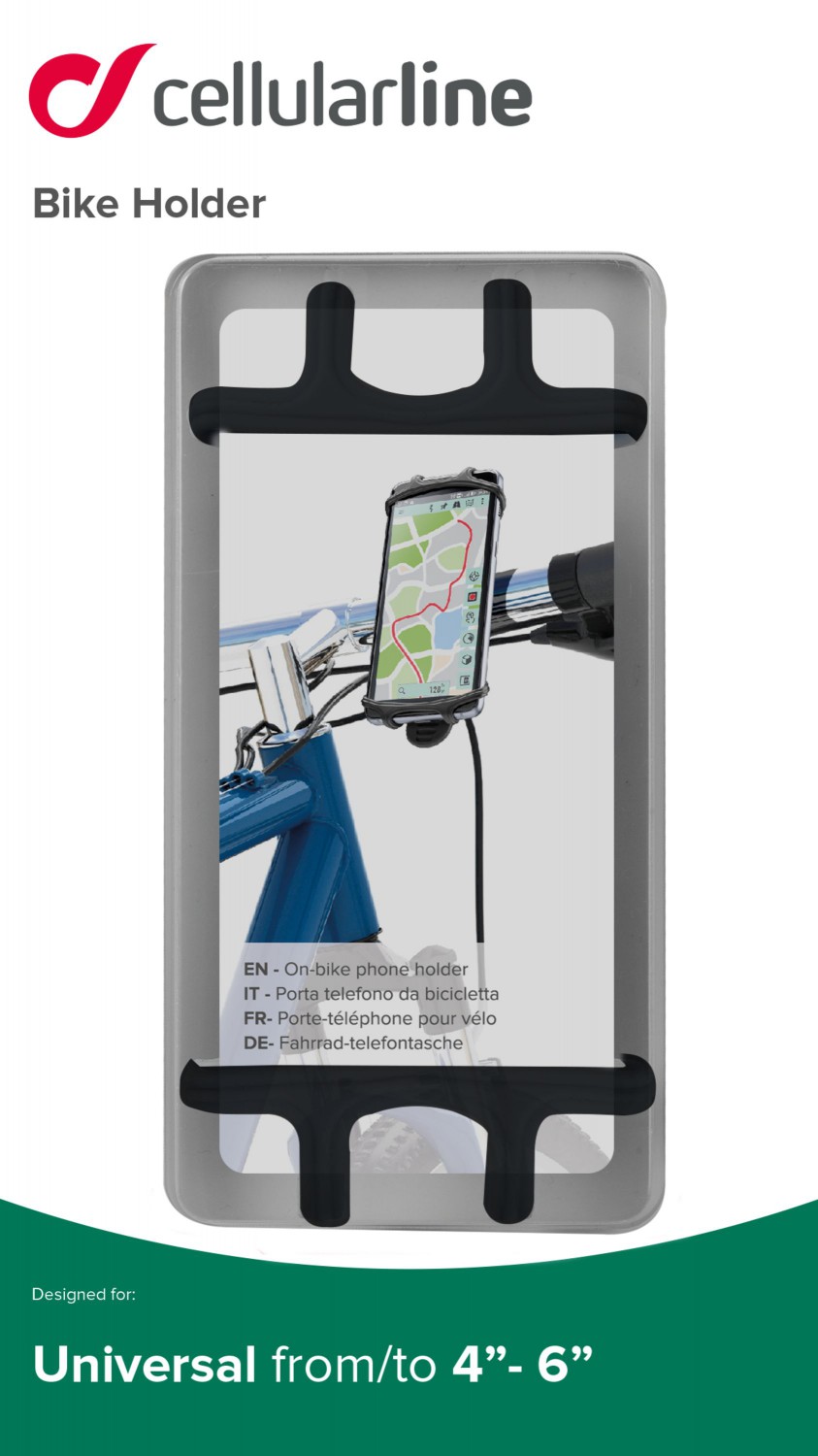 Silikónový držiak CellularLine Bike Holder pre mobilné telefóny na riadidlá, čierny