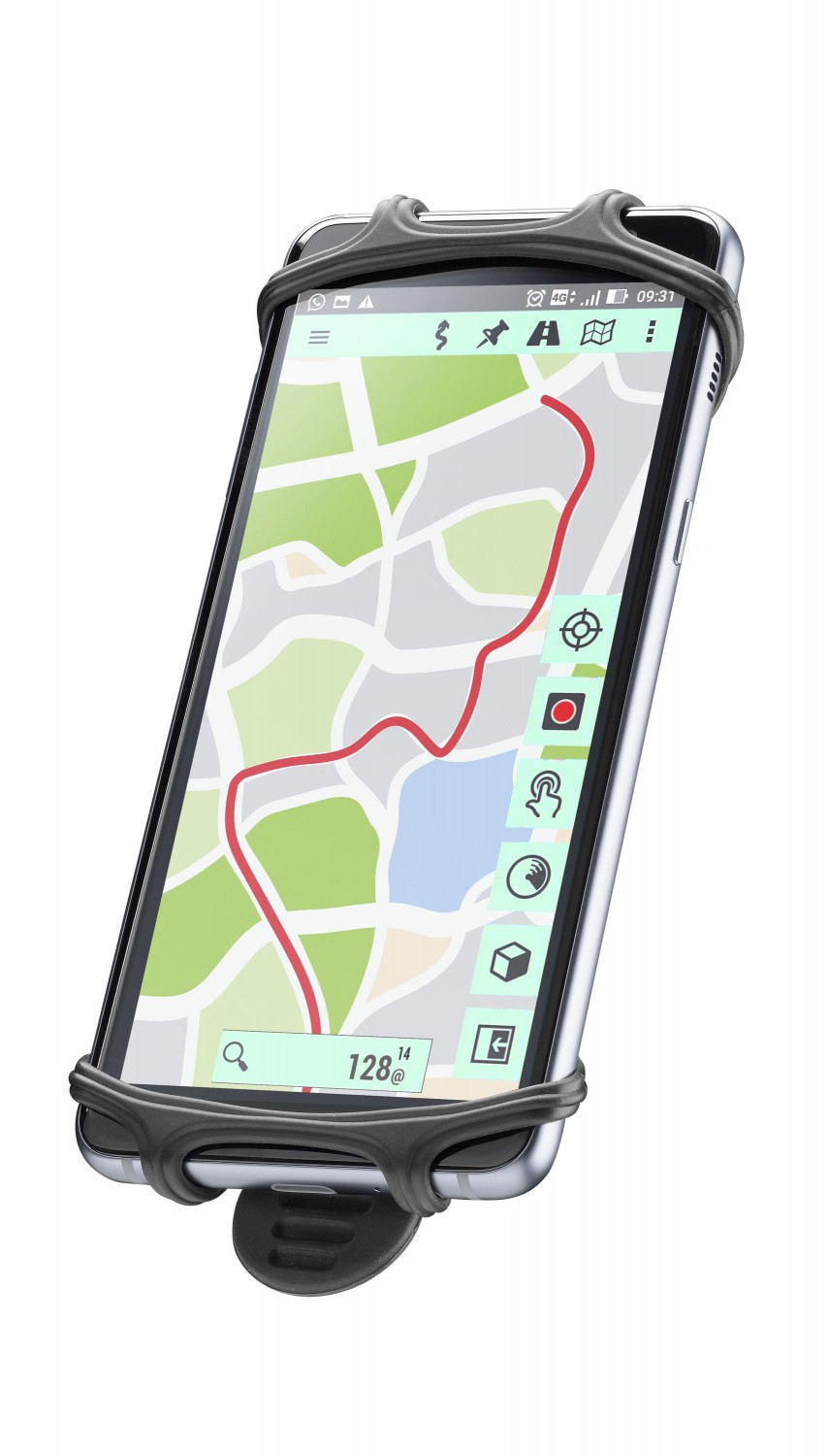 Silikónový držiak CellularLine Bike Holder pre mobilné telefóny na riadidlá, čierny