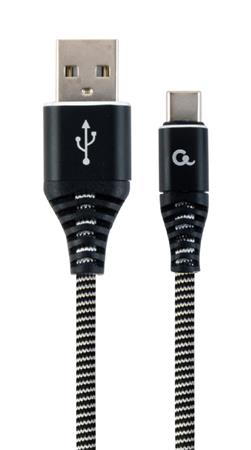 Datový kabel CABLEXPERT USB 2.0 Type-C kabel, 2m, opletený, černo-bílá